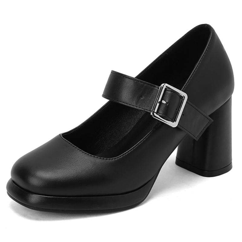 

Women s Mary Janes Shoes High Heels Platform New 2025 Spring Fashion Strap Black Red Heeled Office Wedding Shoes Dress Pumps 39 чорний