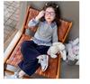 Meng Tang Tang Spring Girls' Color Block Bib Pants & Sweatshirt Set - Baby Korean Style Two-Piece.
