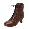 New Lace Up Ladies High Heel Shoes Strange Steampunk Boot Victorian Ankle Boots Women Pointed Toe Thick Soled Short Boots