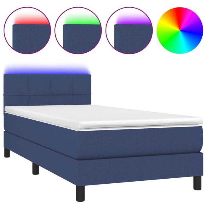 Maison Exclusive - Sommier à lattes de lit avec matelas et LED Bleu 90x200cm Tissu