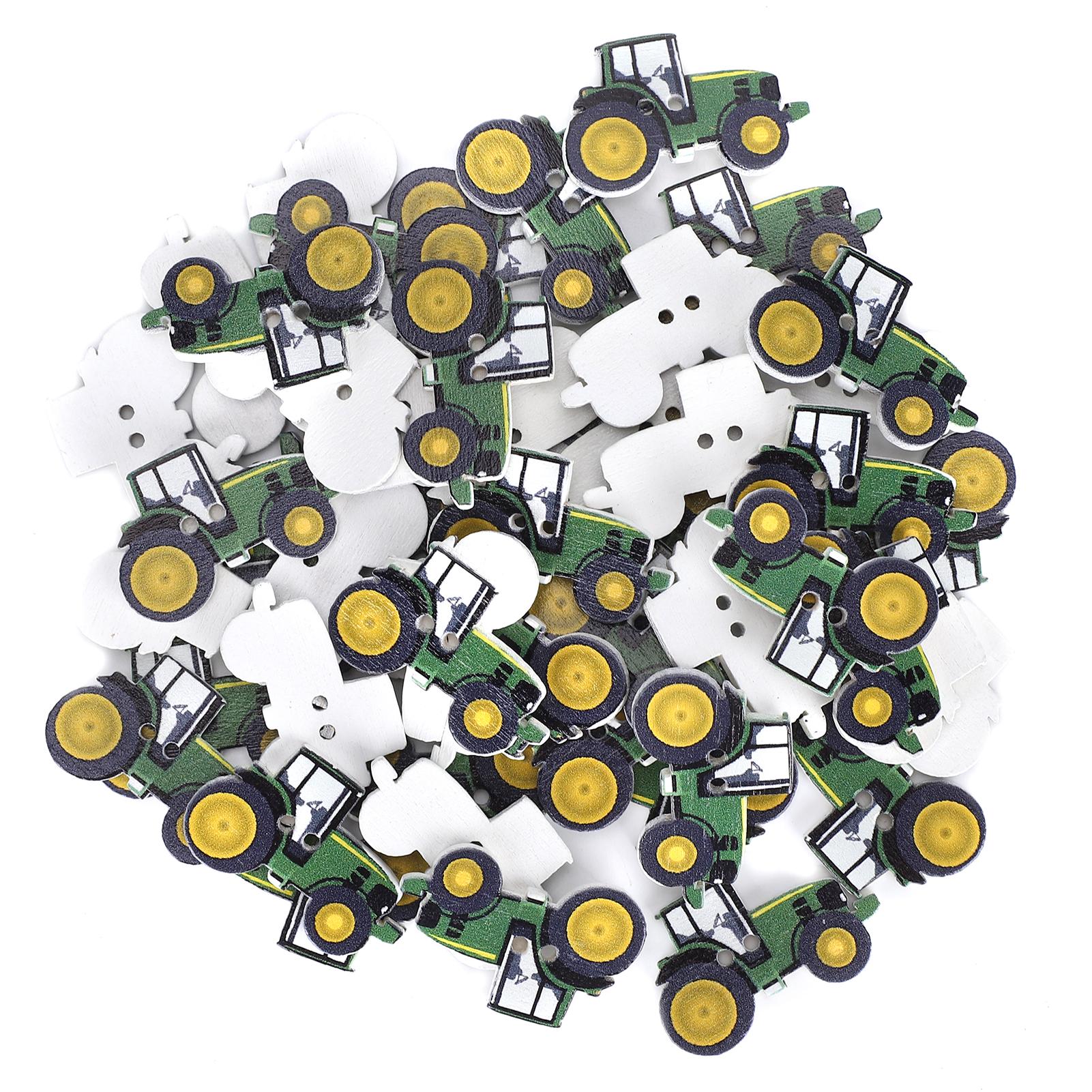 

150 шт. Деревянные кнопки, милый мультфильм трактор, картина, рождественские украшения для одежды, рюкзака, стены