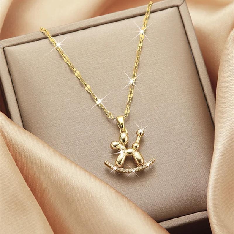 1 Pcs Animal Series Copper Pendant Combination Titanium Steel Chain Light Luxury Collarbone Necklace Accessories