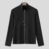 INCERUN Uomo Collo Stretto Manica Lunga Zipaderente Casual Base Top T-shirt Maglie Intime