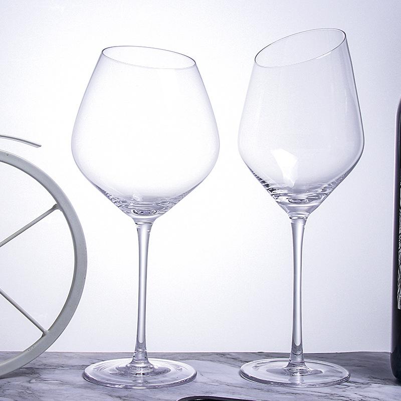 Creative Oblique Mouth Red Wine Glass Crystal Goblet Glass Cup Wedding Bordeaux Burgundy Champagne Cup Bar Family Gift