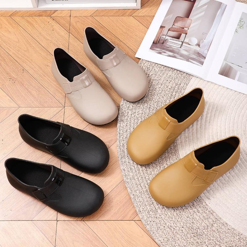 Spring and Summer Flat for Lazy Rubber Shoes Lazy Feeling Women's Rain Shoes Loose Eyes Closed Into Anti-fouling Easy To Wash Attendance Women's Shoes