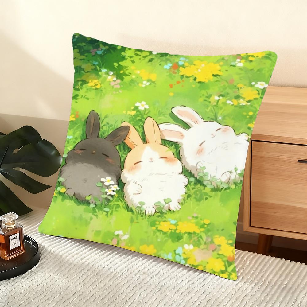 Cartoon drawing animal Cushion Cover Silky Short Plush Home Sofa Cushion Cover - Invisible Zipper Home Decoration