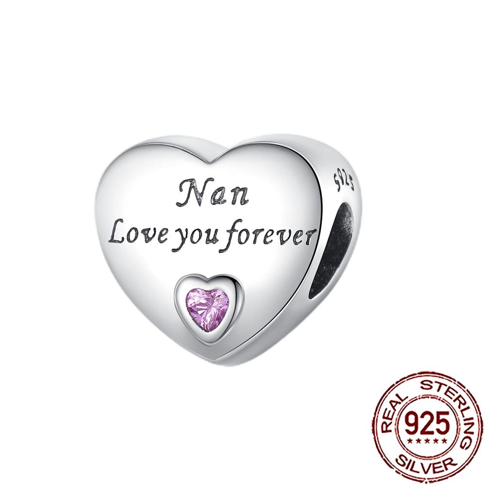 New Charms Copper Family Love Heart Beads Fit Snake Chain Bracelet Necklace Diy Jewelry