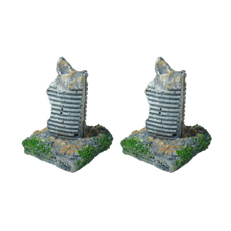 Damaged Building Model Figure Aquarium Ornament Resin Decoration With Detailed Design For Unique FishTank Landscapes 1