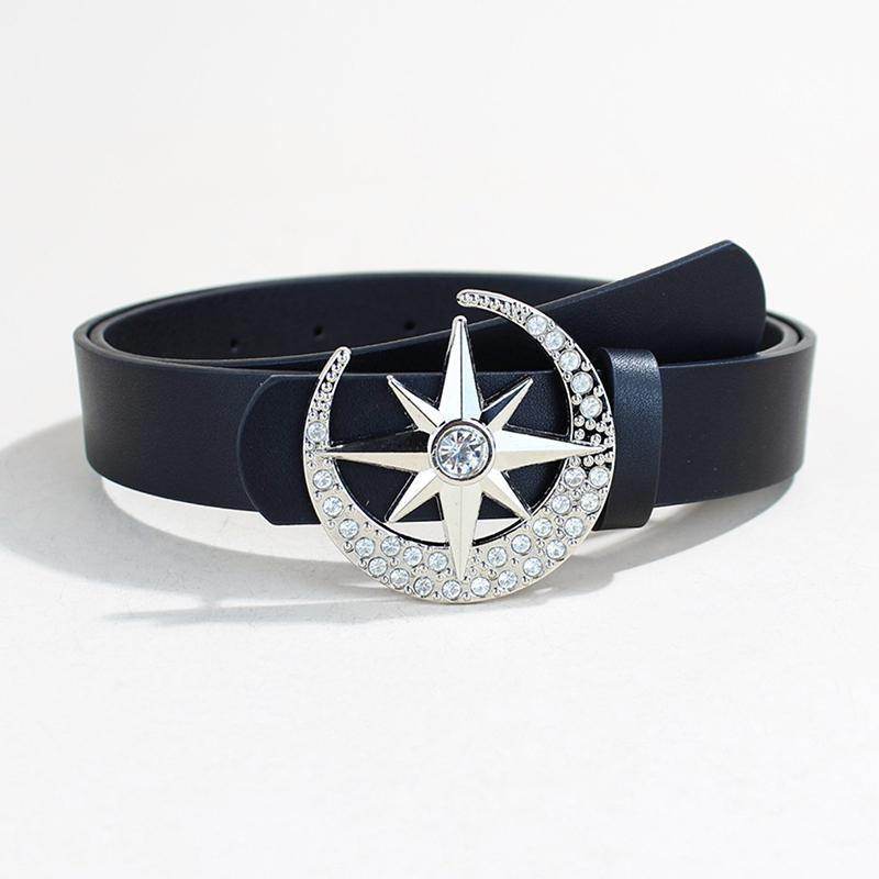 Women'S Star Buckle Belt Y2K  Moon Luxury Bling Sequin Punk Metal Buckle Belt  Waistband Jeans Pants Party Belt