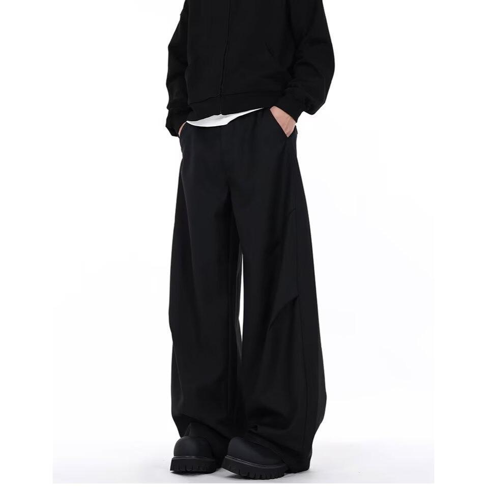 Folded scimitar casual suit pants men's cleanfit trendy brand loose and versatile wide-leg pants straight casual trousers