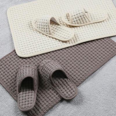 Chaussons d'intérieur antidérapants en coton gaufré 100 %