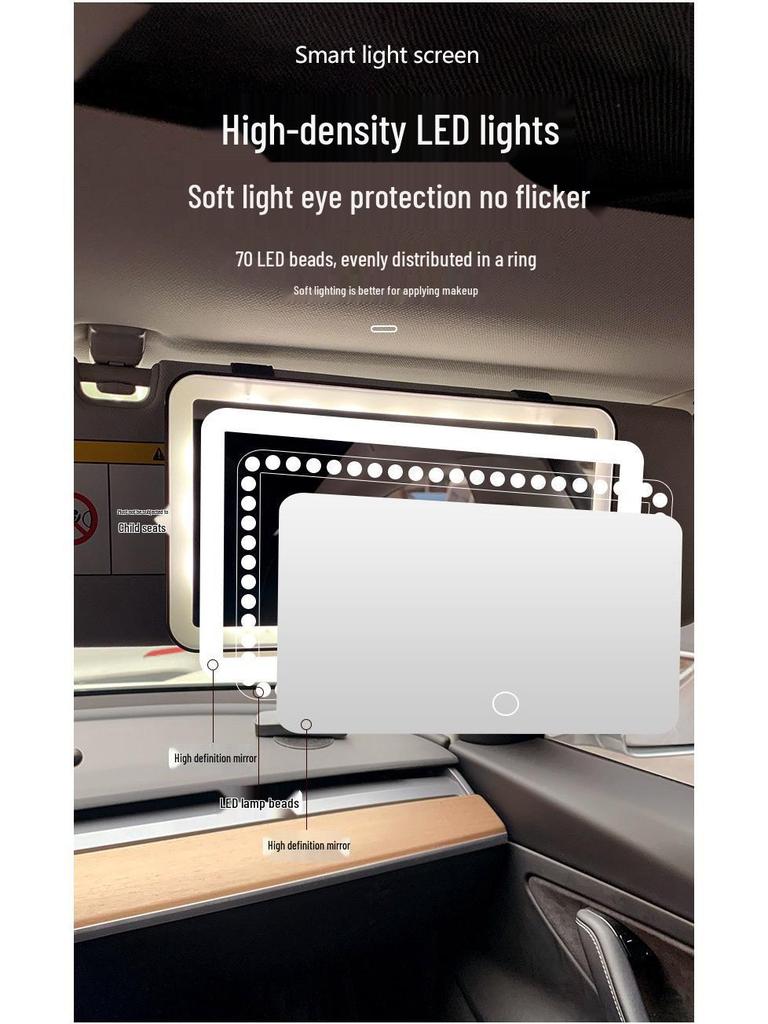 LED Light Car Sun Visor Makeup Mirror - Shatterproof HD Interior Dressing Mirror