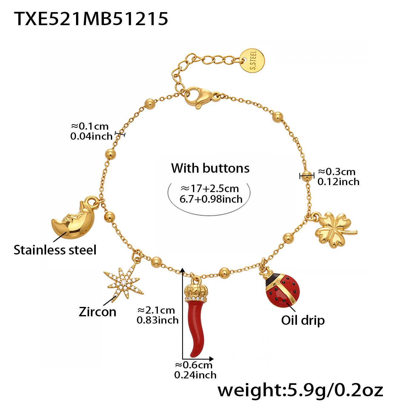 18K Gold Plated Zircon Chili Pendant Necklace and Bracelet Set