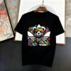 Mens and Womens Patterned Top Multipurpose Loose Tshirt Pure Cotton 2026 Summer New Short Sleeved Sailor Collar Print