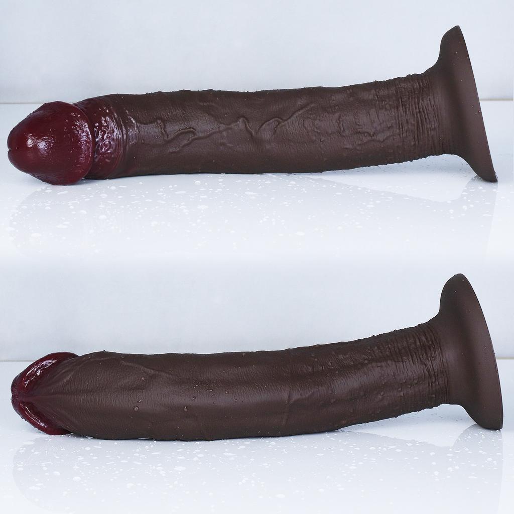 Curved Realistic Long Silicone Dildo, Flexible Bendable Design with Strong Suction Cup Base, Soft Texture, Beginner-Friendly Adult Toy for Couples