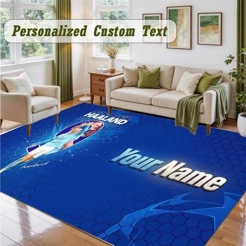 Crystal Velvet Square Rug Custom NameErling Haaland Pattern Non Slip Home Floor Decor Rug