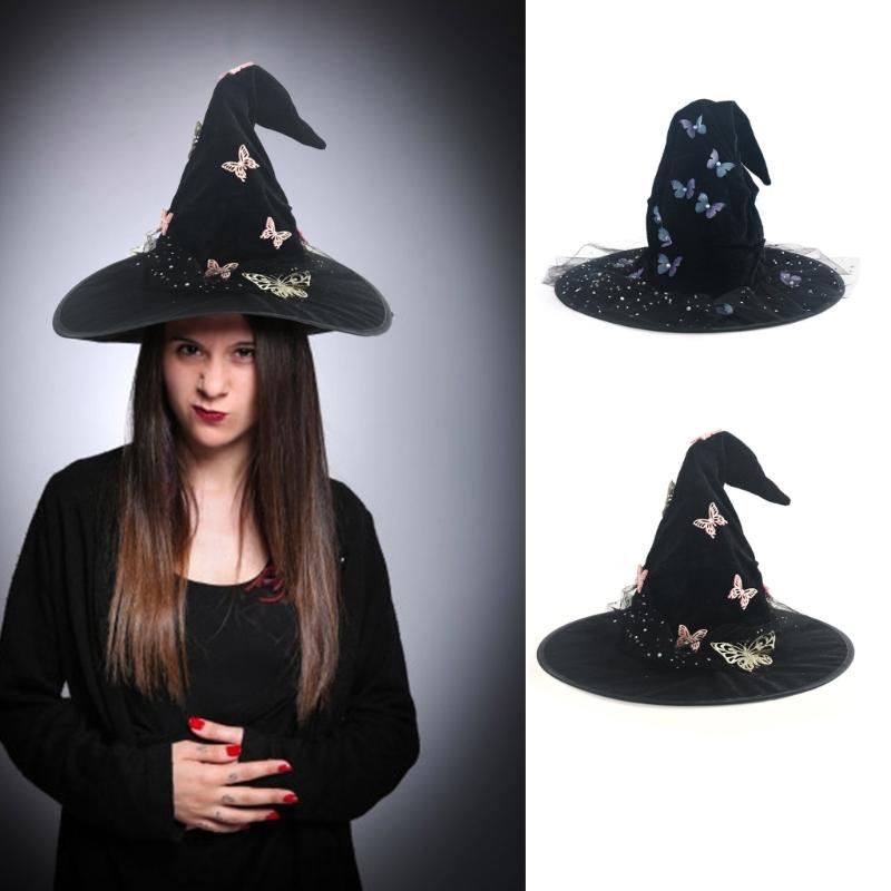 Bowknot Decoration Hat Women's Witch Hat Cosplay Witch Hat Theme Party Headwear for Adult Women Men