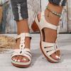 Chunky Heel Platform Roman Sandals for Women Lightweight Buckle Strap Casual Sandals Woman Summer Comfort Block Heeled Sandalias