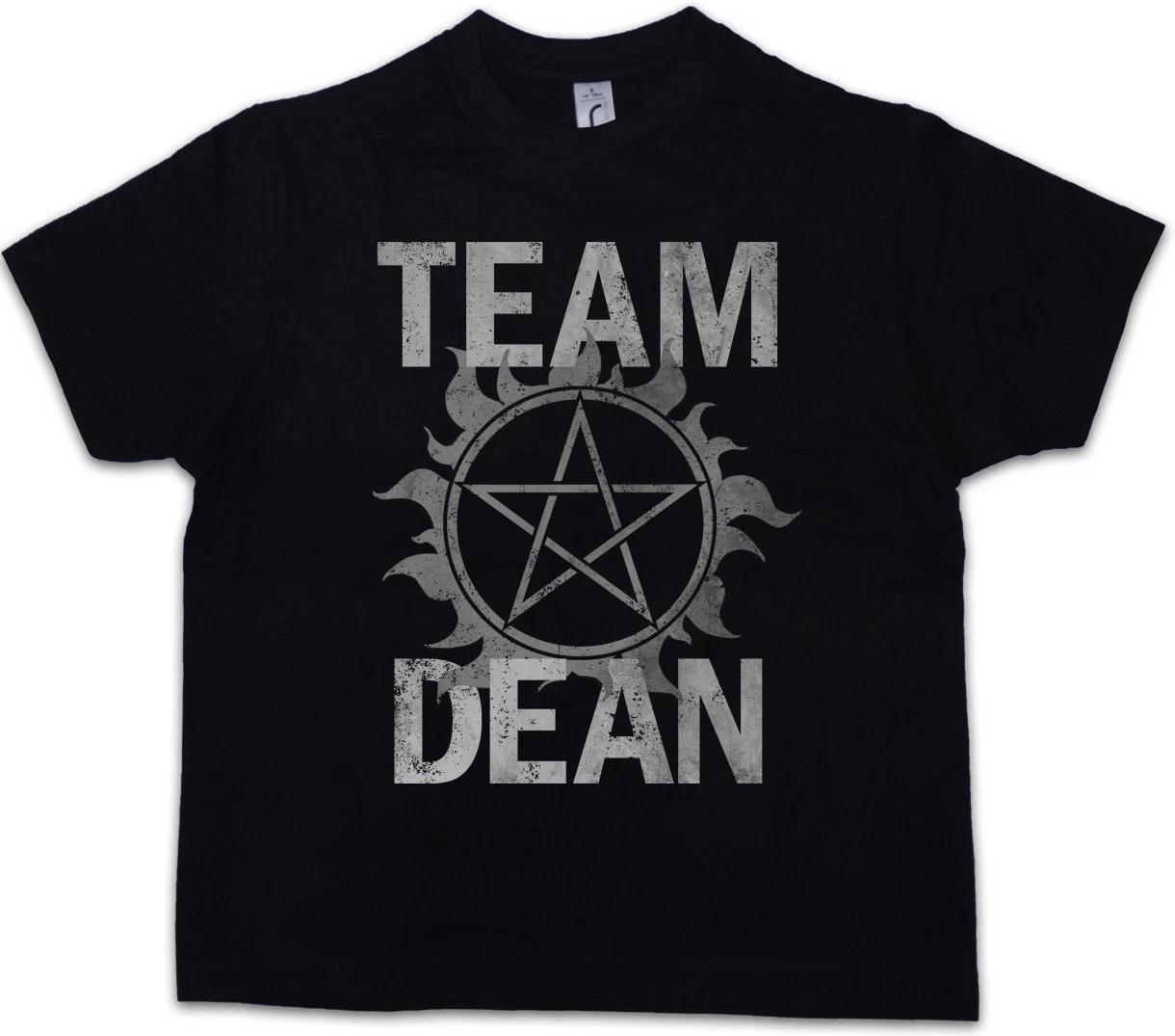 TEAM DEAN Kids Boys kids boys T-Shirt Supernatural Fun Logo Pentacle Flaming Sam 150