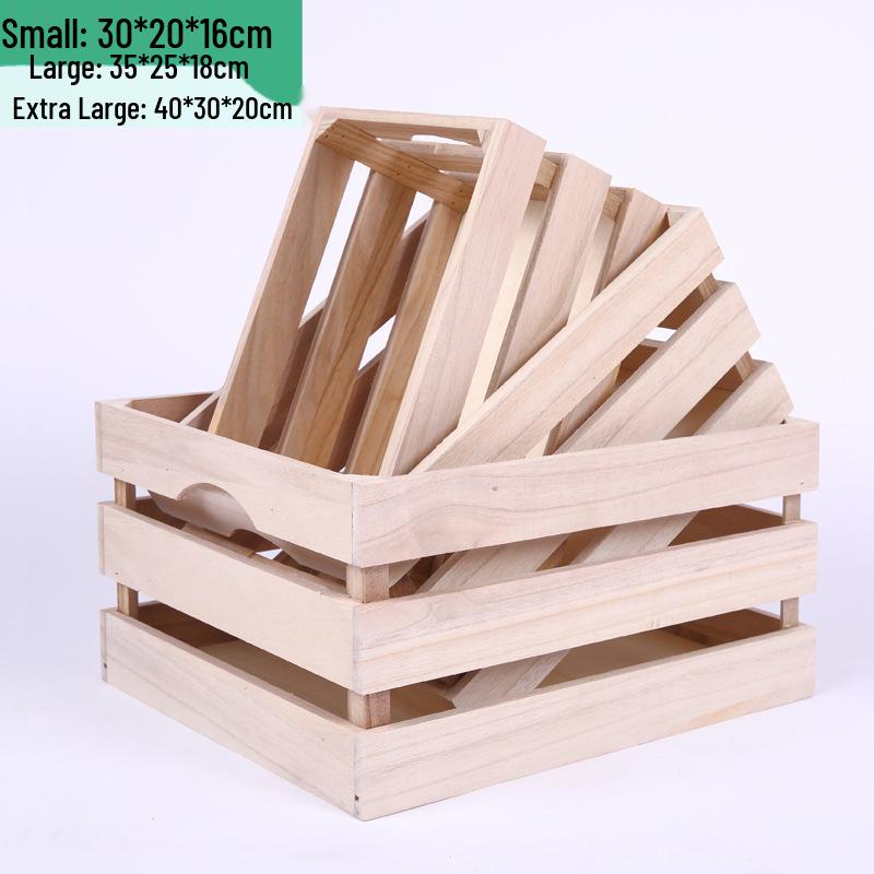 Винтажный состаренный деревянный ящик для хранения с планками для демонстрации и декора Small 30x20x16cm