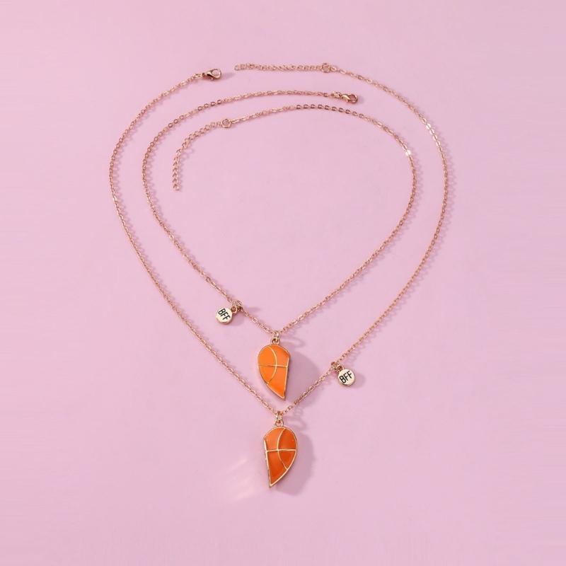 2Pieces Pendant Necklaces Basketball Shaped Pendant Necklaces Jewelry Alloy Material Birthday Gift for Women Men Girls