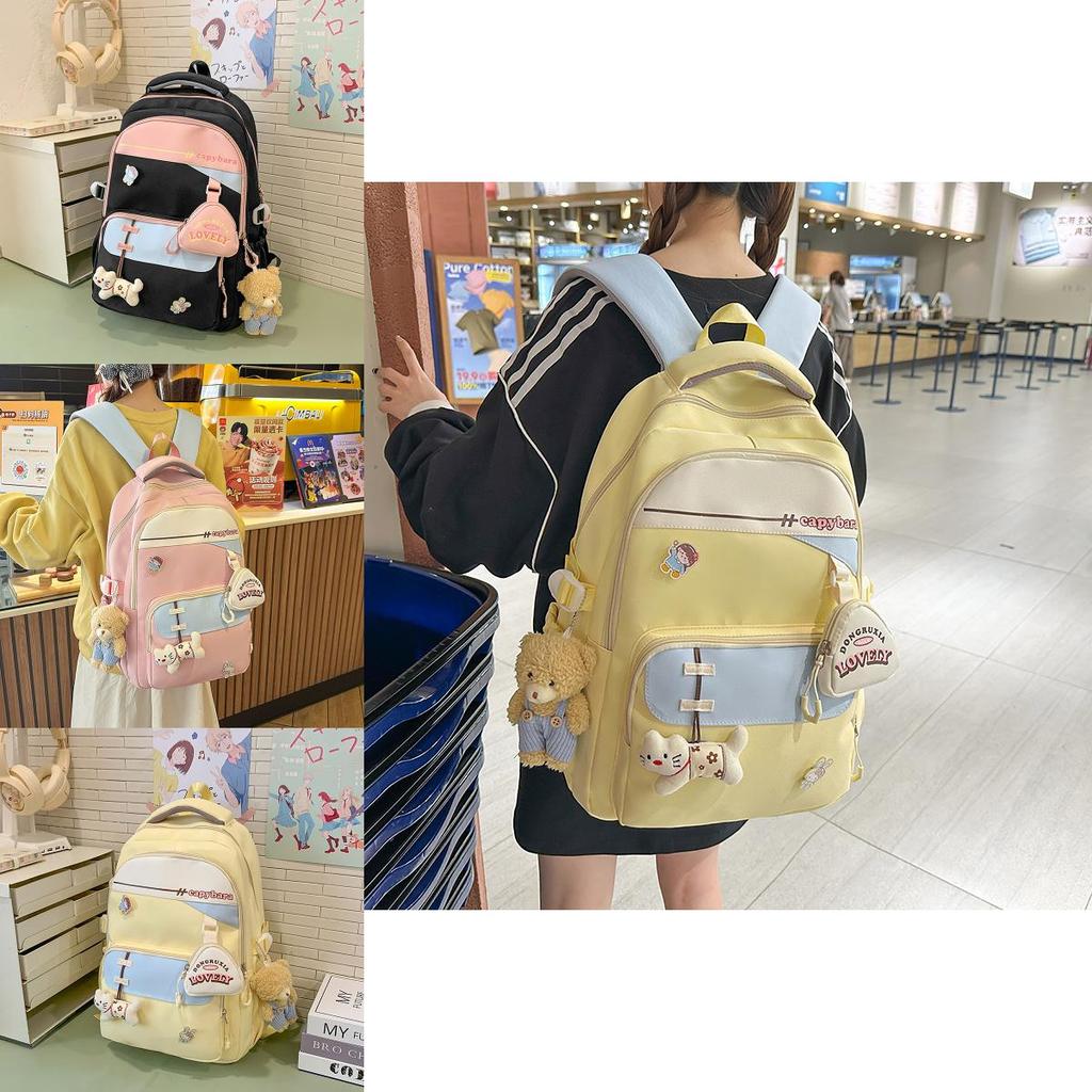 Nylon Casual Travel Backpack For Men And Women With Letter And Rabbit Print Design