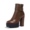 Autumn and winter supply fashionable thick-soled high-heeled large-size side zipper low-tube Martin boots for women