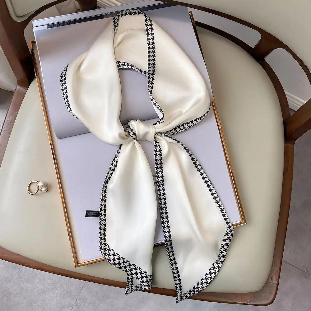 Long Silk Scarf Bag Tie Lady Neck Skinny Scarves Hairband Foulard Horse Print Brand Lady Neckerchief Ribbon  Spring New