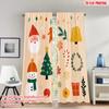 2pcs 2D Flat Printing Happy Christmas Party Curtains Christmas Holiday Cute Cartoon Digital Printed Polyester Drapes Party