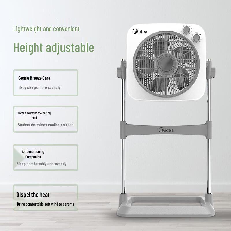 Midea 5-Blade Oscillating Floor Fan CN plug (adapter included)