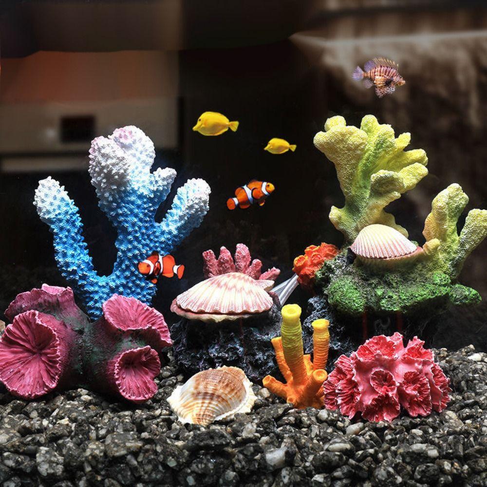 For Fish Tank Decor Decorative Underwater Reef Rock Coral Reef Aquarium Ornaments Aquatic Plants