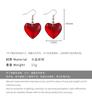 Sweet Transparent Red Glass Earrings Women Candy Color Heart Pendant Hook Ear Jewelry