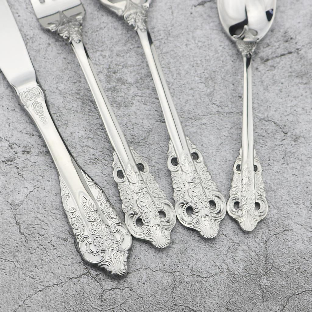 8 stk Fargerikt bestikksett 304 rustfritt stål servisesett kniver gaffel skjeer middagsbestikksett vestlig kjøkken servisesett