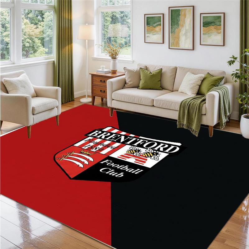 Brentford Football Design Crystal Velvet Rug Soft Decorative Mat for Bedroom Entrance