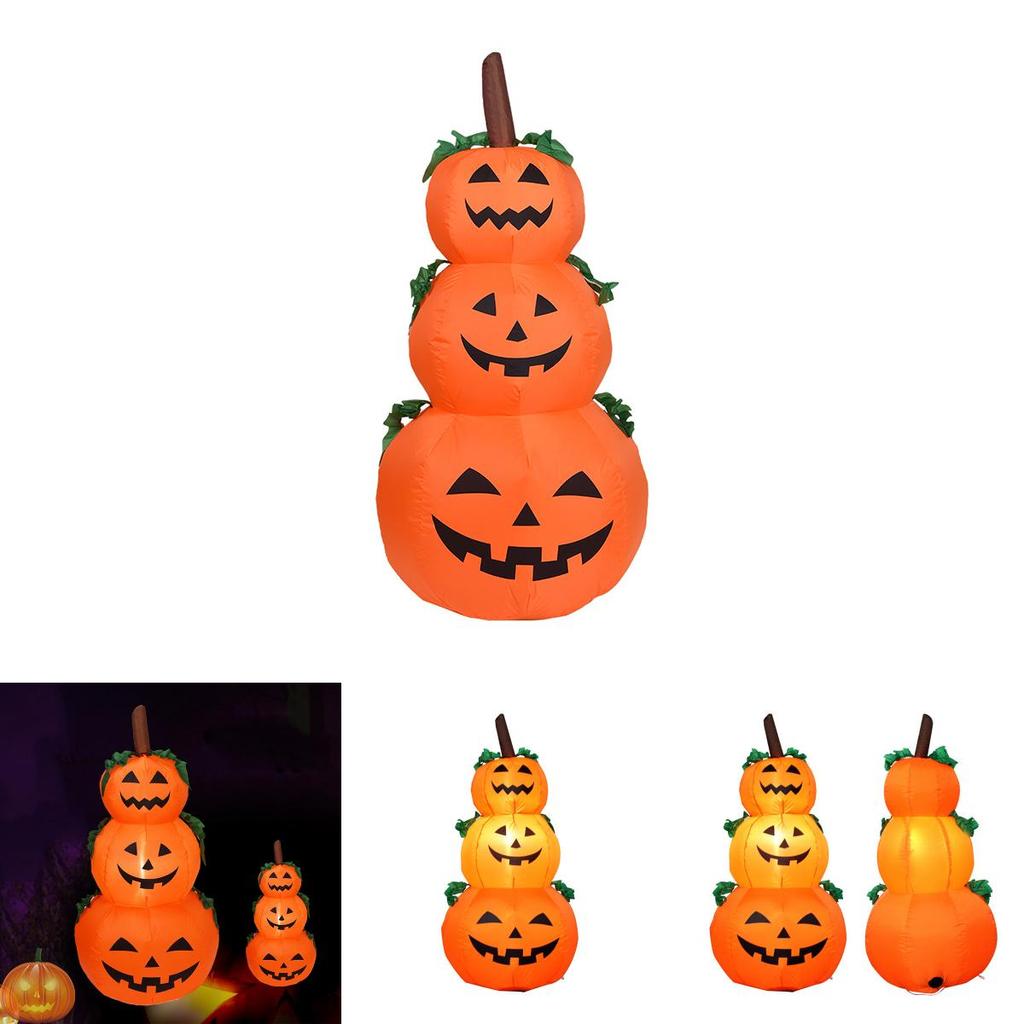 Eye-catching 4ft Halloween Inflatable Pumpkin Yard Decor Featuring Vibrant Led Lighting
