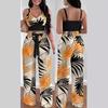 T9006 European & American Spring/Summer Fashion Print Camisole & Drawstring Long Pants Set
