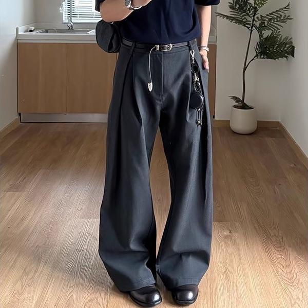 

Retro 3D Pleat A-Line Scimitar Trousers - Men s Casual Loose-Fit American Style Pants 2XL