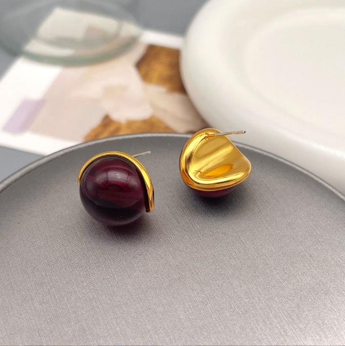 Elegant French Retro Zircon Hoop Earrings for Women