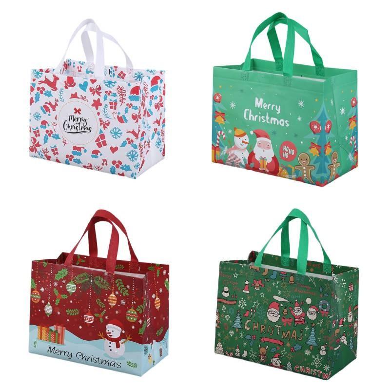 Christmas Santa Claus Snowman Gift Bags Storage Present Decorative Bag Handbag