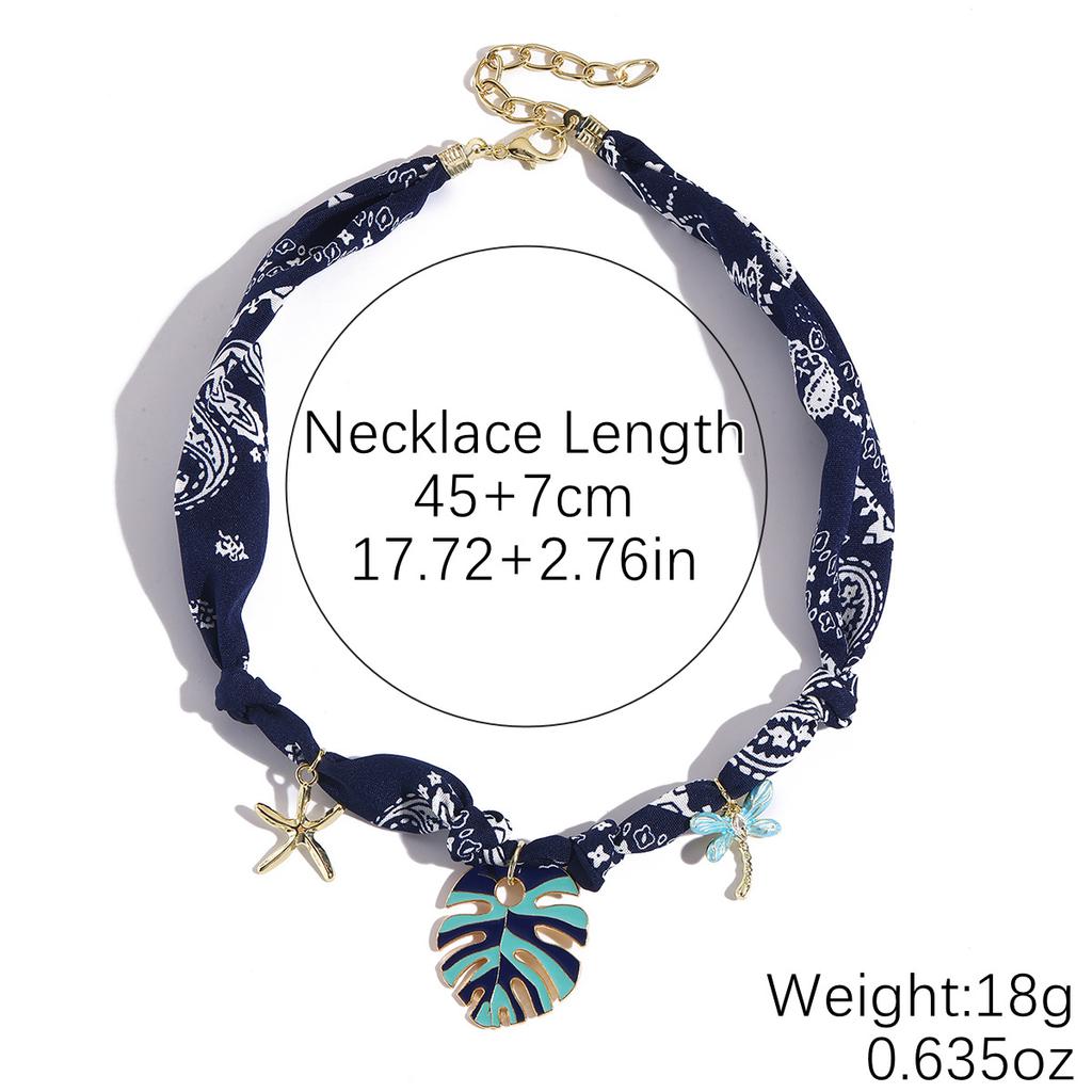 1pc Colorful Scarf with Leopard Print, Striped, Polka Dot Pattern, Decorated with Cherry, Pearl, Golden Pendant Necklace Choker,