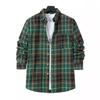 Autumn European and American Fashion Men's Brushed Thin Plaid Long-sleeved Light Mature Casual Shirt