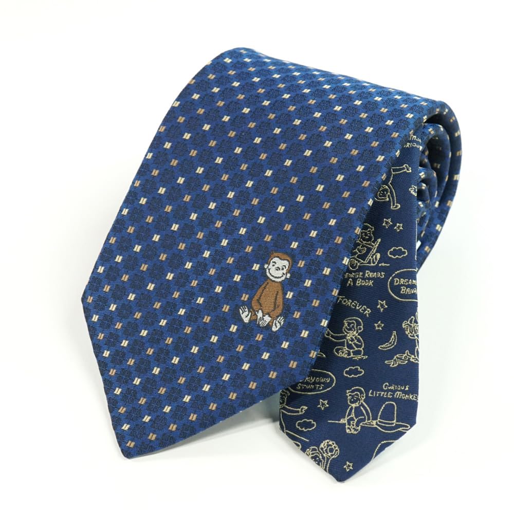 Curious George Tie UNDW0866 Navy Blue Party Brand Tie Character Gift