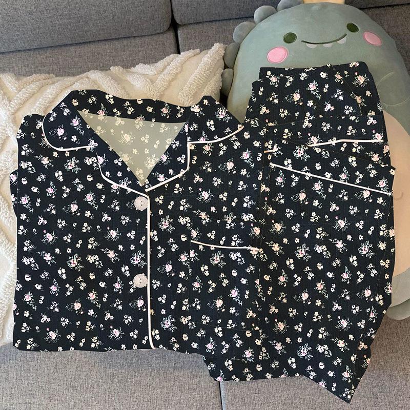 Gentle Floral Pajamas Women Can Wear Spring High-Value Loungewear Long-Sleeved Suit M