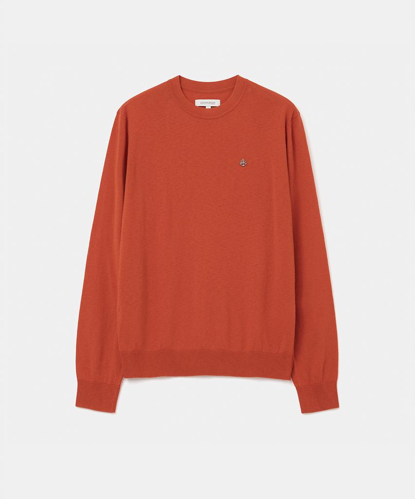 UNIFORM BRIDGE Silk Blended Crew Neck Knit Brick