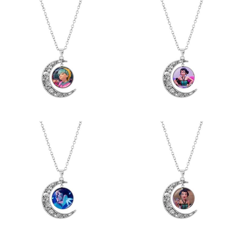 Cartone Animato Anime Film Kpop Cacciatore di Demoni Collana Luna Collana con Foto Stampata Catena Maglione Regolabile Accessorio Gioiello Regali