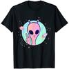 Peace Sign Hand Planet Stars Ufo Cool Trippy Gift Pink Alien Unisex Tshirt Cotton Daily Four Seasons Tees Cartoon Pattern