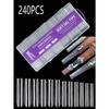 240pcs Transparent Acrylic False Nail Tips Set, 12 Sizes French Manicure Artificial Nails, For DIY Home Nail Salon Press-On Nails, Nail Art Supplies