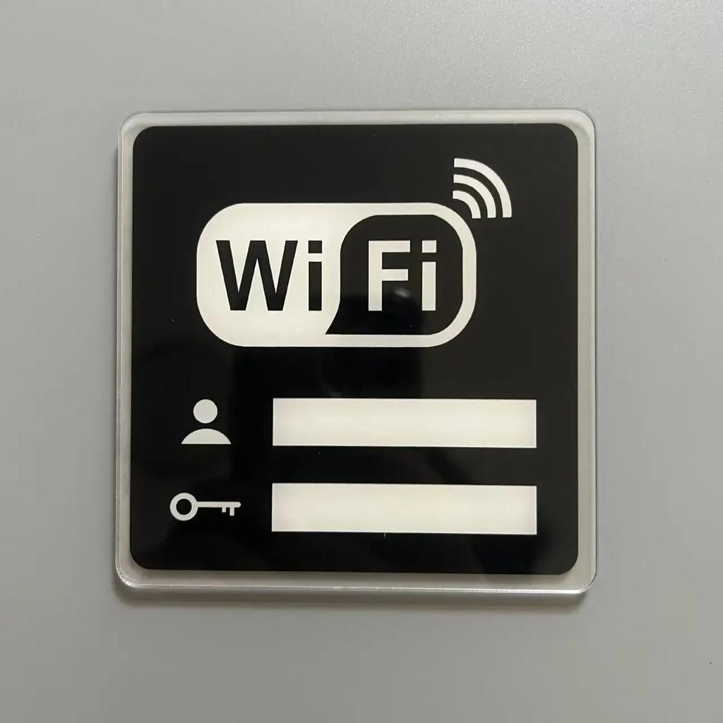 WIFI Sign Mirror Wall Stickers 3D Acrylic Rewritable Handwriting Account and Password For Public Shope Signage Decorate