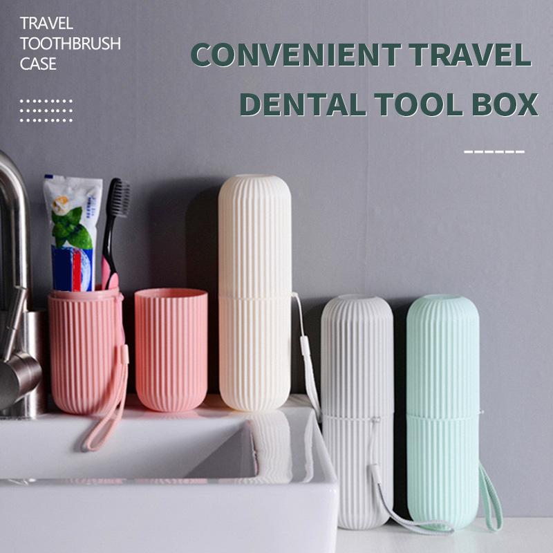 Travel Mouthwash Cup Portable Cute Essential for Business Trips Toothbrush Case with Lid Multifunctional Storage Set