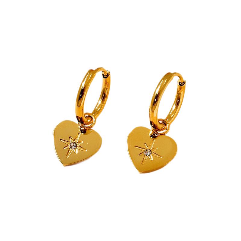 18K Gold Titanium Steel Heart Hoop Earrings for Women - Versatile Light Luxury Fashion